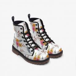 Harlow & Lloyd White Summer Floral Lace Up Boots