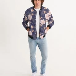 Harlow & Lloyd Orange Peonies Floral Orient Blue Men's Bomber Jacket Jackets 11 Harlow & Lloyd Orange Peonies Floral Orient Blue Men's Bomber Jacket Jackets