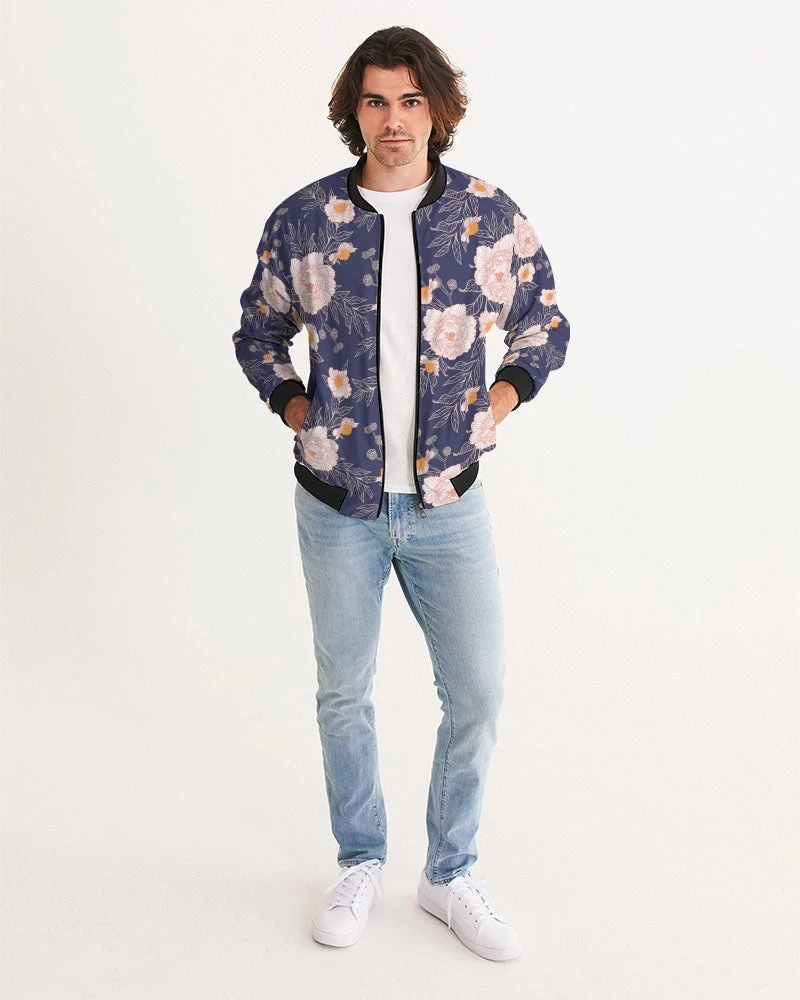 Harlow & Lloyd Orange Peonies Floral Orient Blue Men's Bomber Jacket Jackets 7 Harlow & Lloyd Orange Peonies Floral Orient Blue Men's Bomber Jacket Jackets
