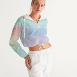 Harlow & Lloyd Soft Rainbow Cropped Windbreaker Jacket