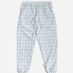 Harlow & Lloyd Pale Blue Gingham Check Men's Lightweight Track Pants