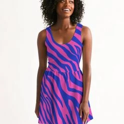 Harlow & Lloyd Electric Zebra Women's Scoop Neck Skater Dress