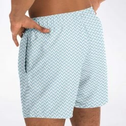 Subliminator Men Powder Blue Herringbone Swim Shorts