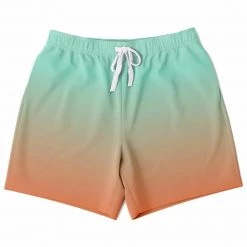 Subliminator Green Orange Color Fade Fleece Shorts