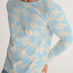 Harlow & Lloyd T Shirts & Tanks Blue & Vanilla Ripple Check Men's Long Sleeve Tee