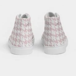 Harlow & Lloyd Pale Pink Large Houndstooth Women's Hightop Canvas Shoe Shoes