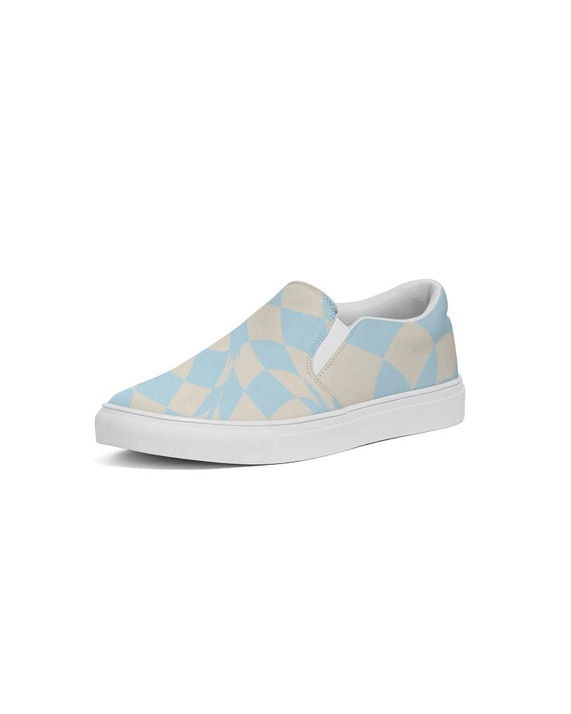 Harlow & Lloyd Blue & Vanilla Ripple Check Men's Slip On Canvas Shoe Shoes 10 Harlow & Lloyd Blue & Vanilla Ripple Check Men's Slip On Canvas Shoe Shoes