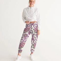 Harlow & Lloyd Purple Cream Paisley Lightweight Women's Track Pants Pants & Joggers
