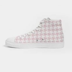 Harlow & Lloyd Pale Pink Large Houndstooth Women's Hightop Canvas Shoe Shoes