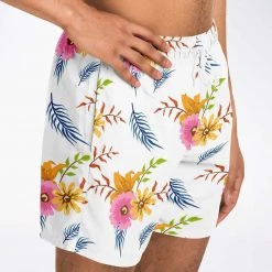 Subliminator White Summer Floral Swim Shorts