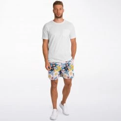 Subliminator Blue Frisky Floral Fleece Shorts