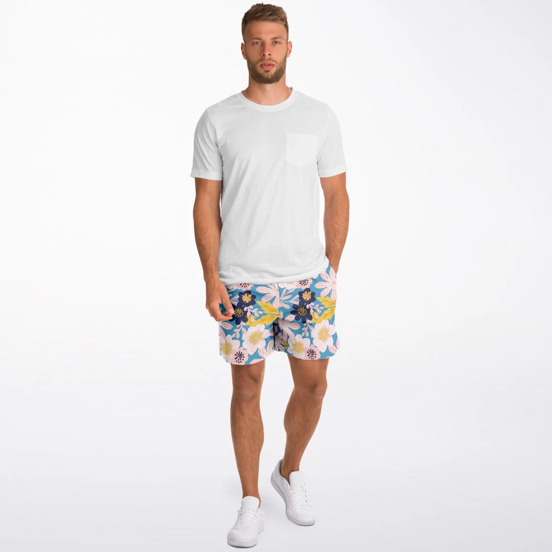 Subliminator Blue Frisky Floral Fleece Shorts 4 Subliminator Blue Frisky Floral Fleece Shorts