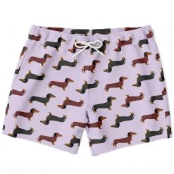 Subliminator Men Dachshund Lovers Swim Shorts In Mauve