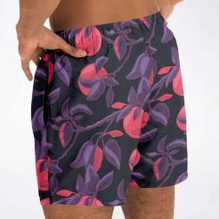 Subliminator Men Fruit Tree Swim Shorts In Red/Charcoal 21 Subliminator Men Fruit Tree Swim Shorts In Red/Charcoal