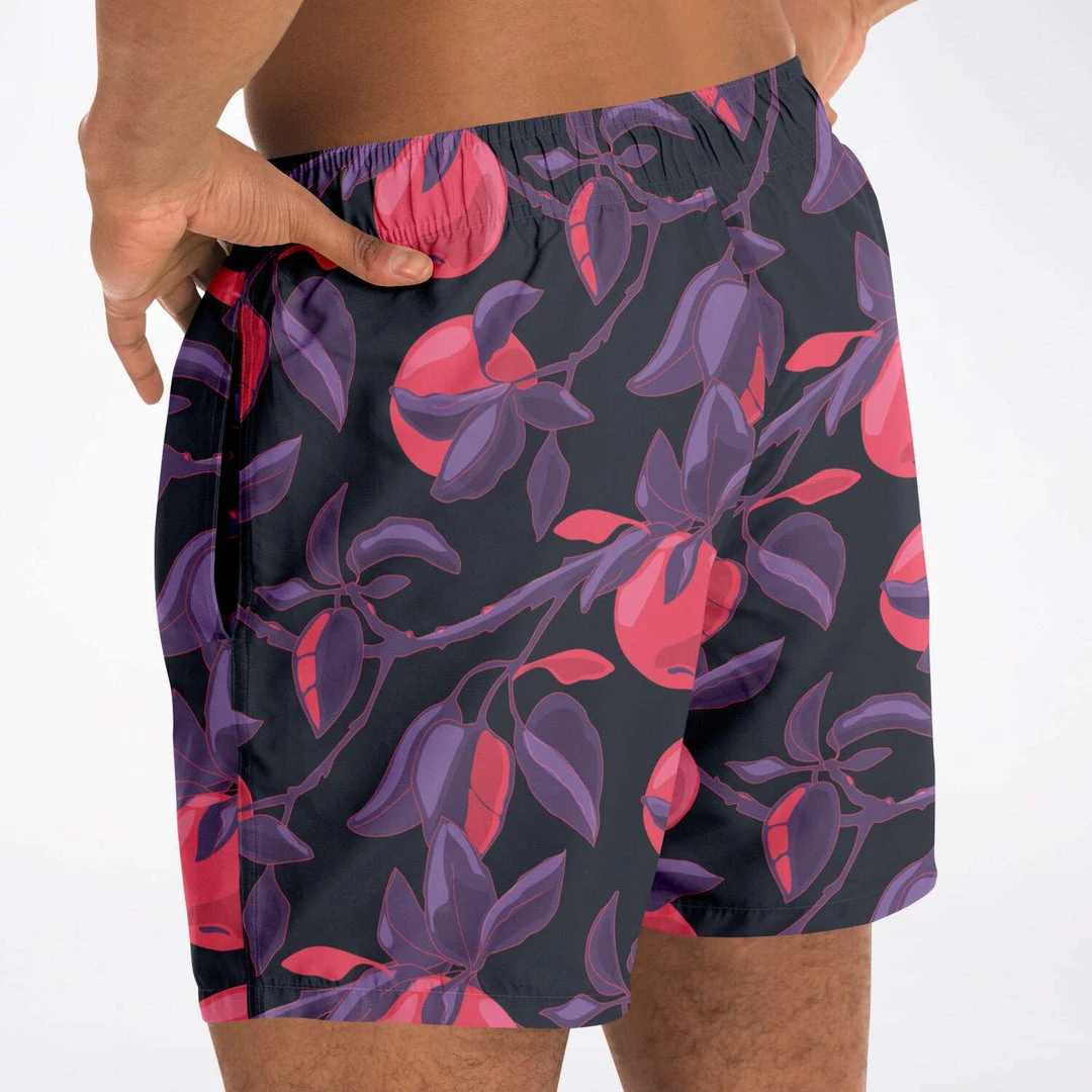 Subliminator Men Fruit Tree Swim Shorts In Red/Charcoal 11 Subliminator Men Fruit Tree Swim Shorts In Red/Charcoal