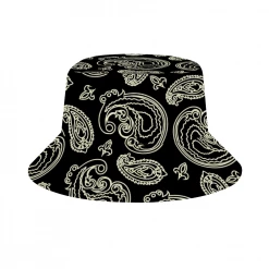 Harlow & Lloyd Black & Bone Paisley Bucket Hat Accessories