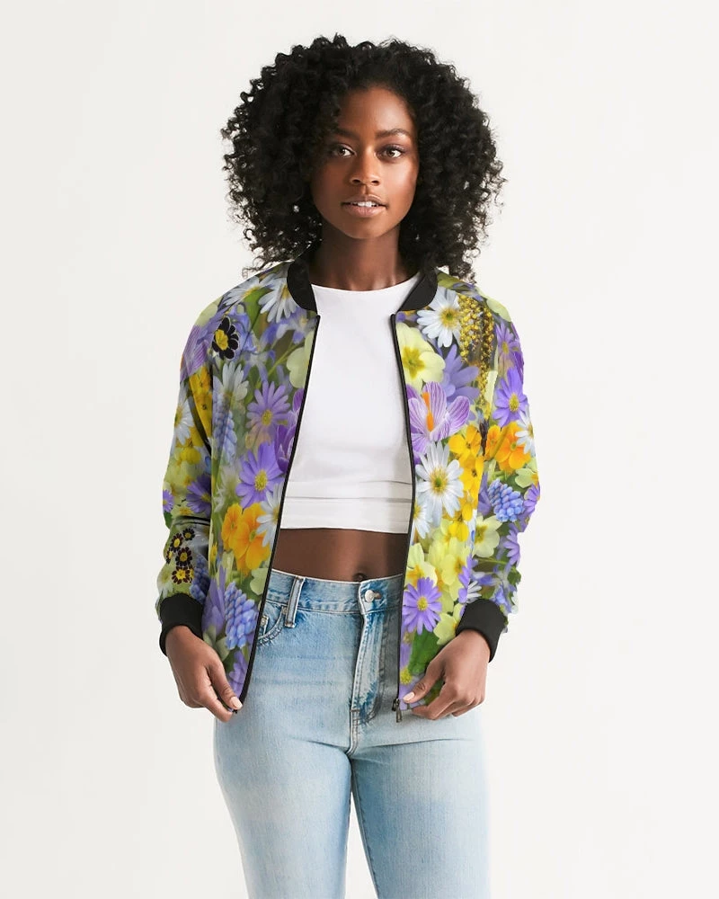 Harlow & Lloyd Spring Flowers Women's Bomber Jacket Jackets 3 Harlow & Lloyd Spring Flowers Women's Bomber Jacket Jackets
