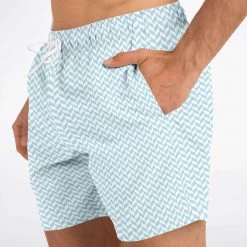 Subliminator Men Powder Blue Herringbone Swim Shorts