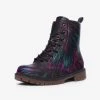 Harlow & Lloyd Shoes Purple Feather Illusion Black Lace Up Boots