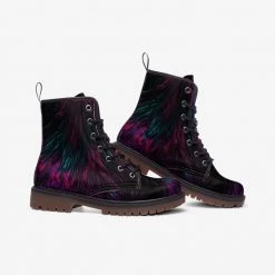 Harlow & Lloyd Shoes Purple Feather Illusion Black Lace Up Boots