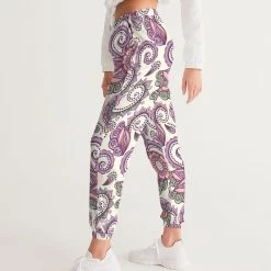 Harlow & Lloyd Purple Cream Paisley Lightweight Women's Track Pants Pants & Joggers