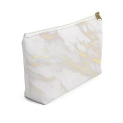 Harlow & Lloyd Personalized Cosmetic Bag / Accessory Pouch In White Marble & Gold Bags 16 Harlow & Lloyd Personalized Cosmetic Bag / Accessory Pouch In White Marble & Gold Bags