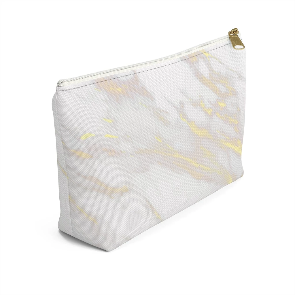 Harlow & Lloyd Personalized Cosmetic Bag / Accessory Pouch In White Marble & Gold Bags 5 Harlow & Lloyd Personalized Cosmetic Bag / Accessory Pouch In White Marble & Gold Bags