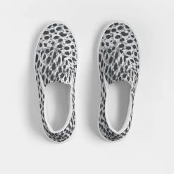 Harlow & Lloyd Black & White Leopard Print Men's Slip On Canvas Shoe