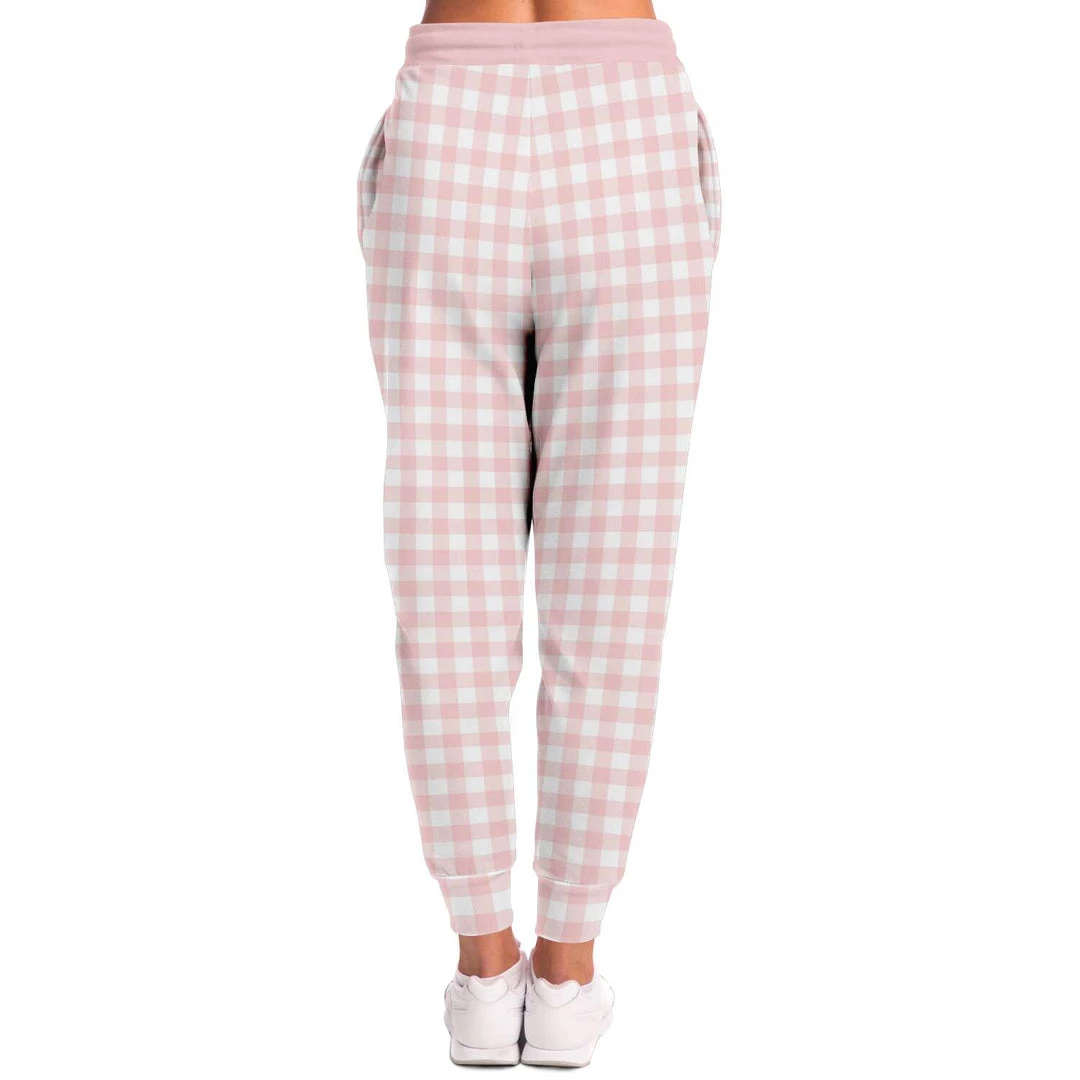 Subliminator Pale Pink Gingham Check Unisex Fleece Joggers Pants & Joggers 6 Subliminator Pale Pink Gingham Check Unisex Fleece Joggers Pants & Joggers