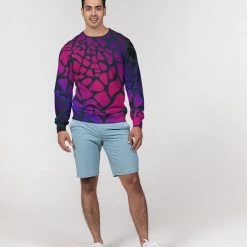 Harlow & Lloyd Raspberry Giraffe Men's French Terry Pullover Sweatshirt