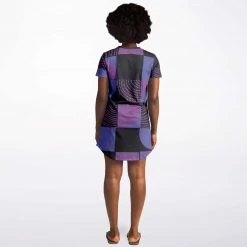 Subliminator Blue Violet Black Geometric T Shirt Dress