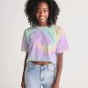 Harlow & Lloyd Lilac Mint Tie Dye Women's Lounge Cropped Tee 1 Harlow & Lloyd Lilac Mint Tie Dye Women's Lounge Cropped Tee