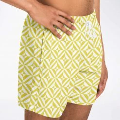 Subliminator Yellow Geometric Pattern Swim Shorts