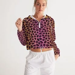 Harlow & Lloyd Jackets Vivid Cheetah Women's Cropped Windbreaker