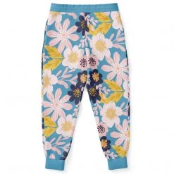 Subliminator Blue Frisky Floral Unisex Fleece Joggers 13 Subliminator Blue Frisky Floral Unisex Fleece Joggers