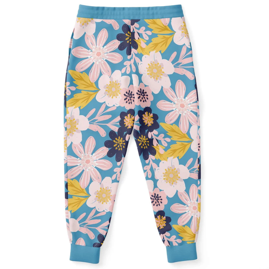 Subliminator Blue Frisky Floral Unisex Fleece Joggers 6 Subliminator Blue Frisky Floral Unisex Fleece Joggers