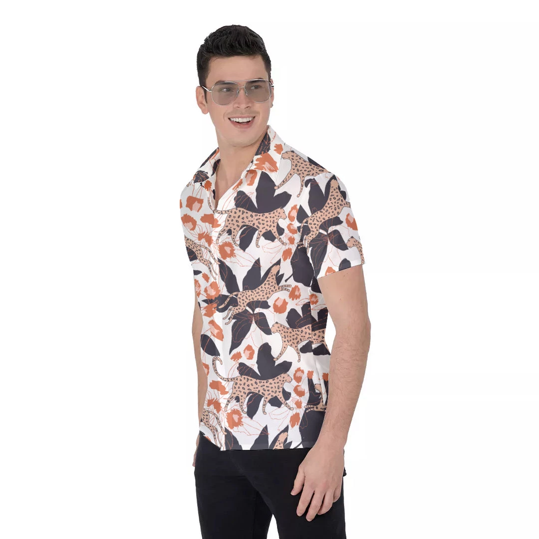 Harlow & LLoyd Jungle Leopard White Short Sleeve Shirt 6 Harlow & LLoyd Jungle Leopard White Short Sleeve Shirt