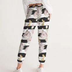 Harlow & Lloyd Pants & Joggers Pink Chrysanthemum Butterflies Women's Lightweight Track Pants