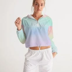 Harlow & Lloyd Soft Rainbow Cropped Windbreaker Jacket