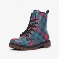 Harlow & Lloyd Red & Green Tartan Delight Lace Up Boots