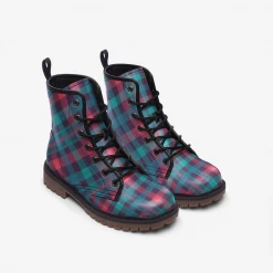 Harlow & Lloyd Red & Green Tartan Delight Lace Up Boots