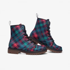 Harlow & Lloyd Red & Green Tartan Delight Lace Up Boots