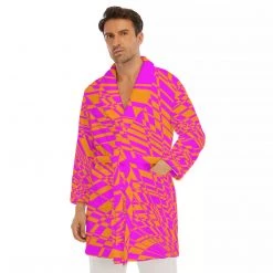 Harlow & Lloyd Fuchsia & Orange Men's Short Robe 19 Harlow & Lloyd Fuchsia & Orange Men's Short Robe