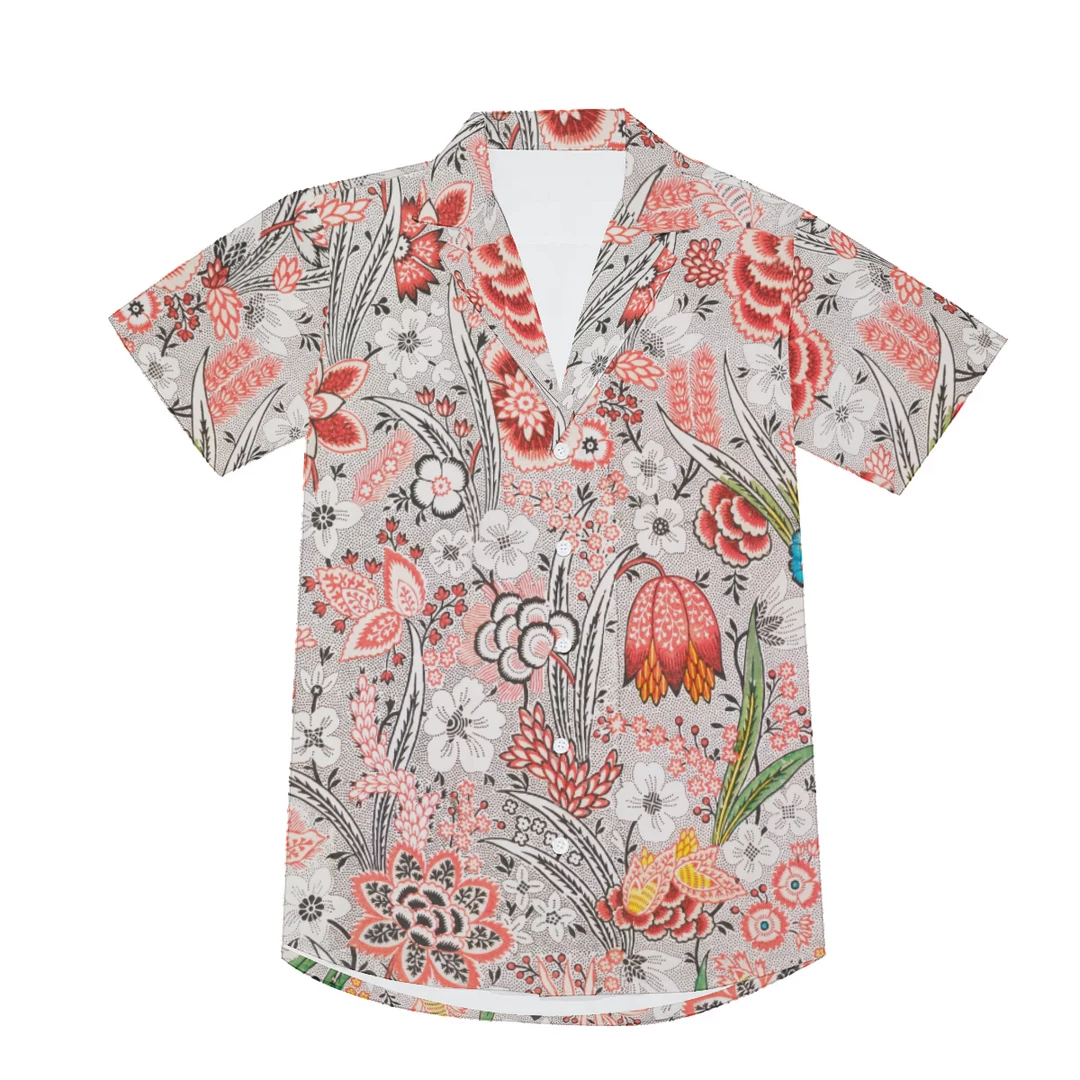 Harlow & Lloyd Blood Orange Floral V-neck Short Sleeve Shirt 7 Harlow & Lloyd Blood Orange Floral V-neck Short Sleeve Shirt
