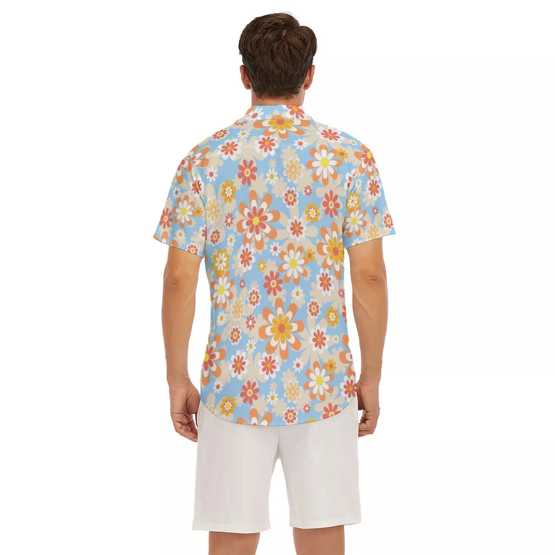Harlow & Lloyd Shirts Blue Blooming Mod Floral V-Neck Short Sleeve Shirt 6 Harlow & Lloyd Shirts Blue Blooming Mod Floral V-Neck Short Sleeve Shirt