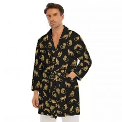 Harlow & Lloyd Black Leopards Short Robe Sleepwear / Loungewear 19 Harlow & Lloyd Black Leopards Short Robe Sleepwear / Loungewear
