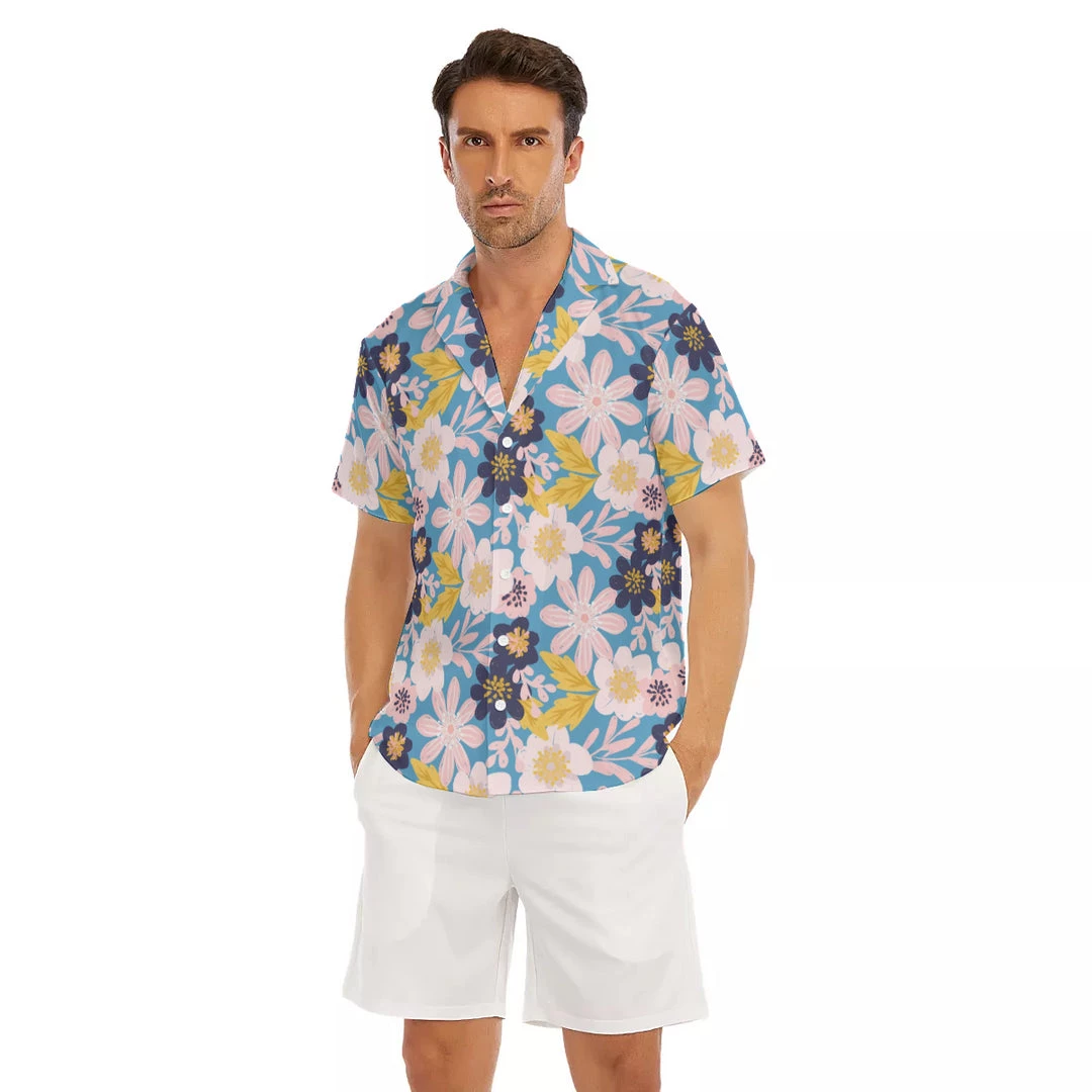 Harlow & Lloyd Blue Frisky Floral V-Neck Short Sleeve Shirt Shirts 4 Harlow & Lloyd Blue Frisky Floral V-Neck Short Sleeve Shirt Shirts