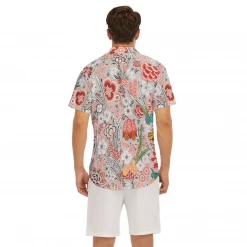 Harlow & Lloyd Blood Orange Floral V-neck Short Sleeve Shirt 13 Harlow & Lloyd Blood Orange Floral V-neck Short Sleeve Shirt
