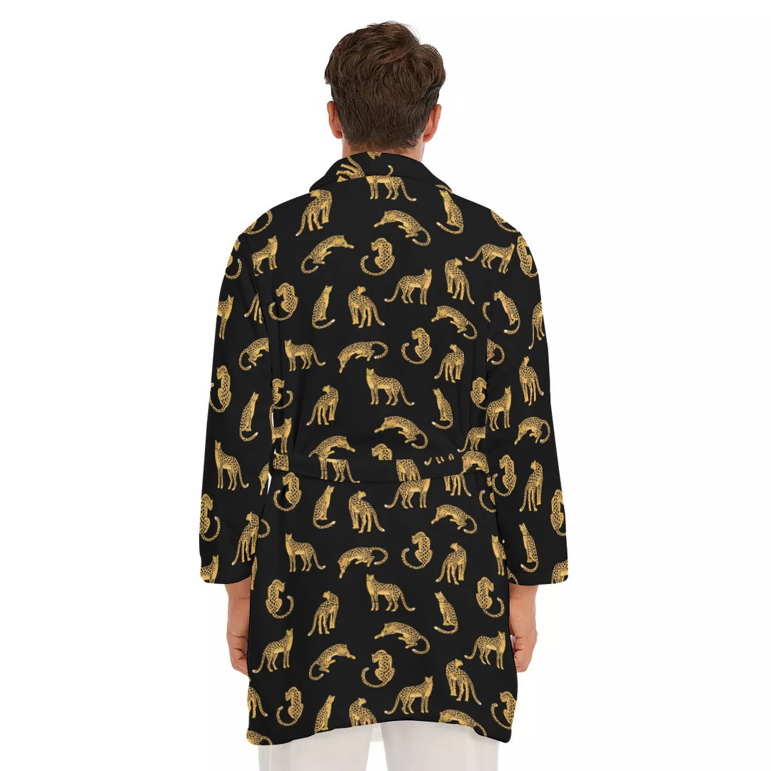 Harlow & Lloyd Black Leopards Short Robe Sleepwear / Loungewear 6 Harlow & Lloyd Black Leopards Short Robe Sleepwear / Loungewear