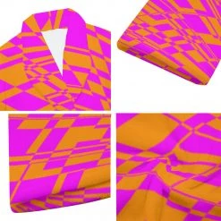 Harlow & Lloyd Fuchsia & Orange Men's Short Robe 17 Harlow & Lloyd Fuchsia & Orange Men's Short Robe